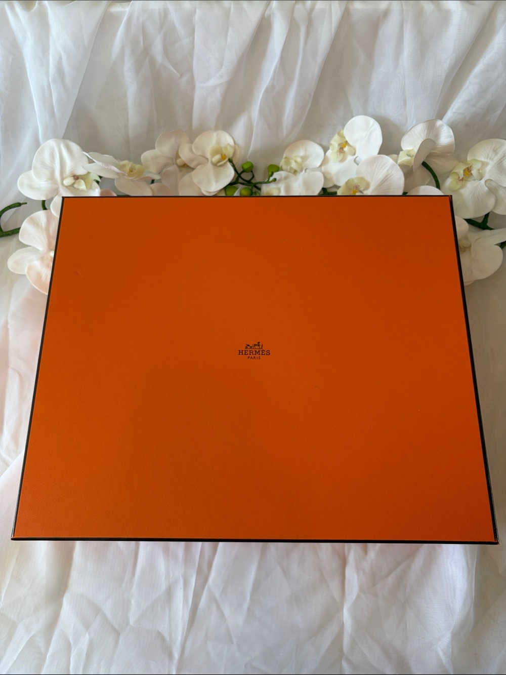 Hermes Handbag Storage Box and Tissue Paper - 16” L x 13.25” W x 5.25” D